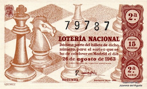 Décimo de Lotería Nacional de 1963 Sorteo 24 - AJEDREZ
