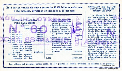 Reverso décimo de Lotería 1964 / 11