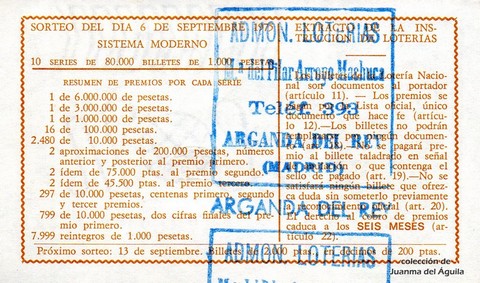 Reverso décimo de Lotería 1975 / 35