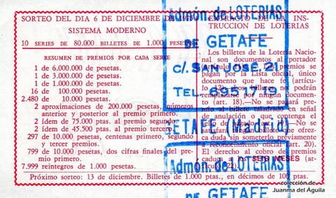 Reverso décimo de Lotería 1975 / 47