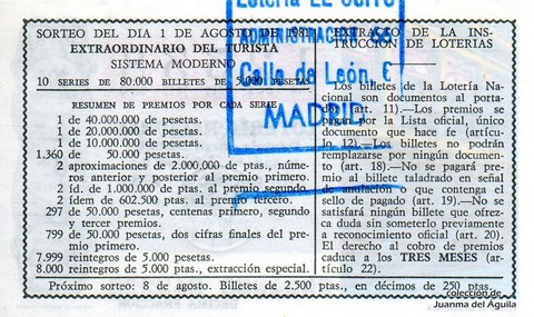 Reverso décimo de Lotería 1981 / 30