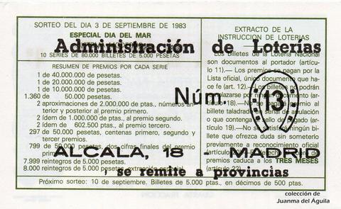 Reverso décimo de Lotería 1983 / 34