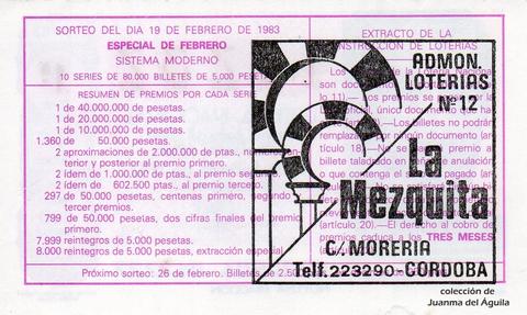 Reverso décimo de Lotería 1983 / 7