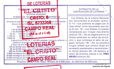 Reverso décimo de Lotería 1996 / 34