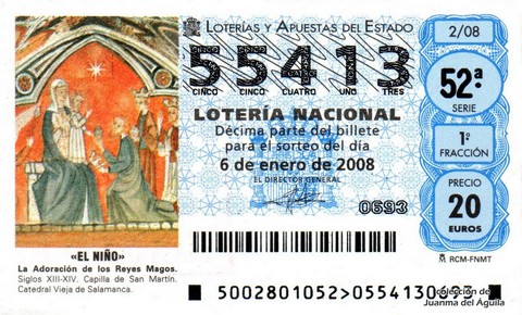 Décimo de Lotería Nacional de 2008 Sorteo 2 -  «EL NIÑO»