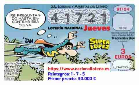 Primer premio de la Lotería del Jueves 14 de Noviembre de 2024