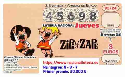 Primer premio de la Lotería del Jueves 28 de Noviembre de 2024