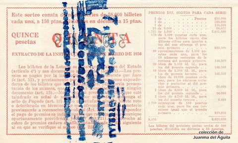 Reverso del décimo de Lotería Nacional de 1960 Sorteo 24