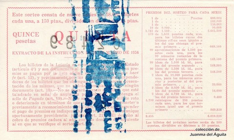 Reverso del décimo de Lotería Nacional de 1960 Sorteo 33