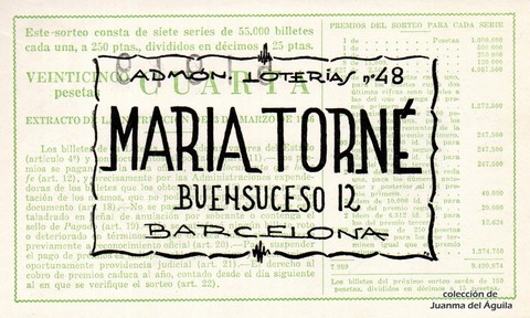 Reverso décimo de Lotería 1961 / 14