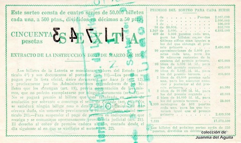 Reverso décimo de Lotería 1961 / 22