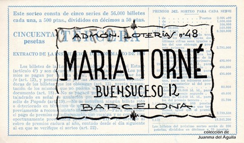 Reverso décimo de Lotería 1961 / 2