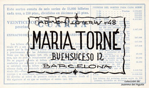 Reverso décimo de Lotería 1961 / 32