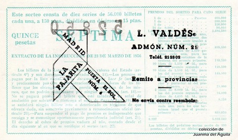 Reverso décimo de Lotería 1961 / 33