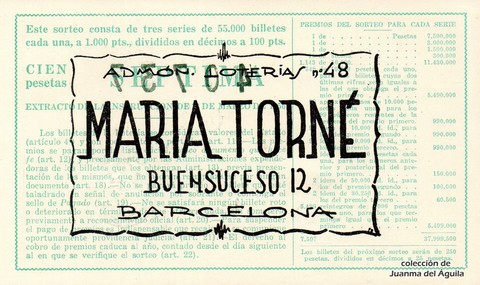 Reverso décimo de Lotería 1961 / 7