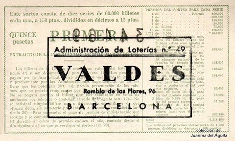 Reverso décimo de Lotería 1962 / 12