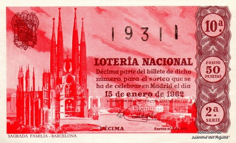 Décimo de Lotería 1962 / 2