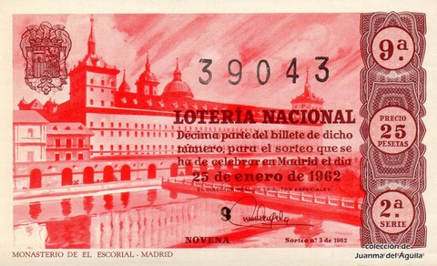 Décimo de Lotería 1962 / 3