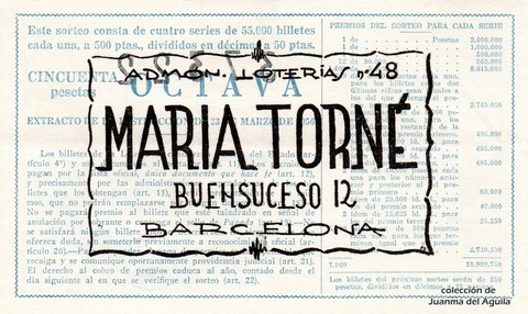 Reverso décimo de Lotería 1962 / 31