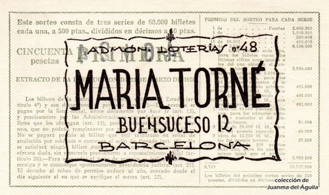 Reverso décimo de Lotería 1962 / 34