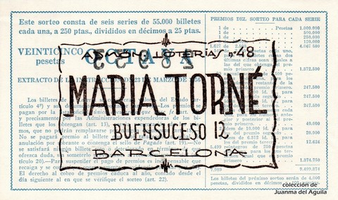 Reverso décimo de Lotería 1962 / 35