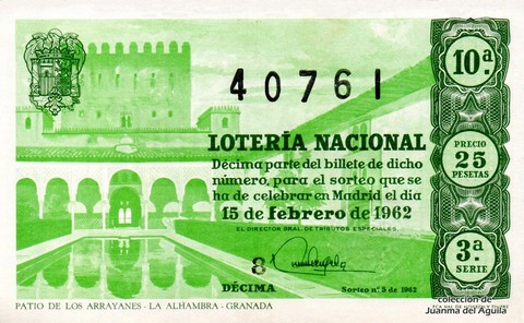 Décimo de Lotería 1962 / 5