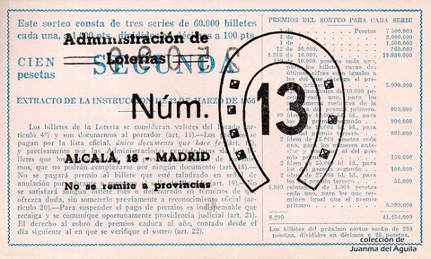 Reverso décimo de Lotería 1962 / 7