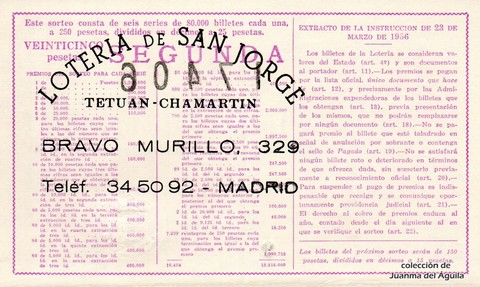 Reverso décimo de Lotería 1963 / 11