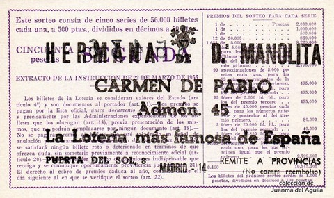 Reverso décimo de Lotería 1963 / 28