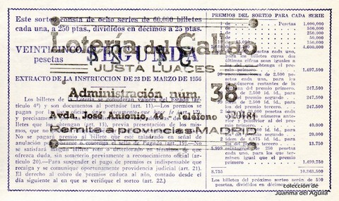 Reverso décimo de Lotería 1963 / 3