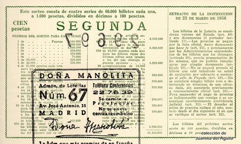 Reverso décimo de Lotería 1963 / 7