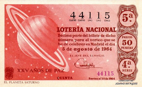 Décimo de Lotería 1964 / 22