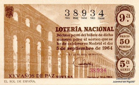 Décimo de Lotería 1964 / 25