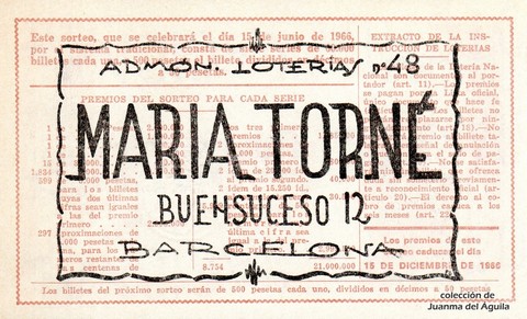 Reverso décimo de Lotería 1966 / 17