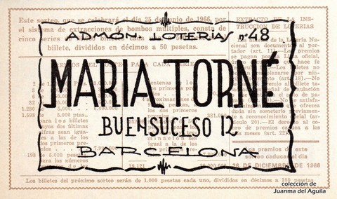 Reverso décimo de Lotería 1966 / 18