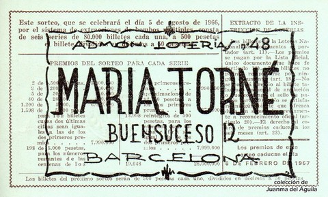 Reverso décimo de Lotería 1966 / 22