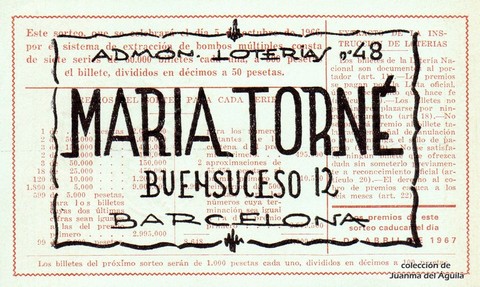 Reverso décimo de Lotería 1966 / 28