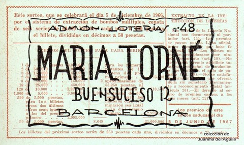 Reverso décimo de Lotería 1966 / 34