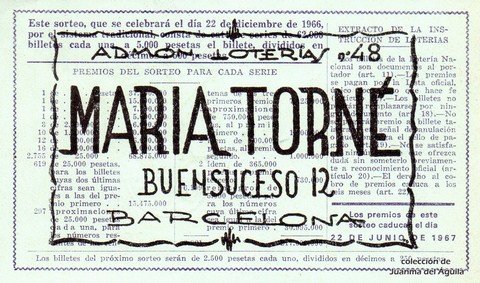 Reverso décimo de Lotería 1966 / 36