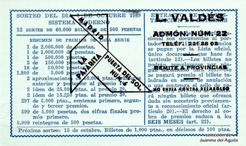 Reverso décimo de Lotería 1969 / 28