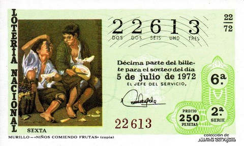 Décimo de Lotería 1972 / 22