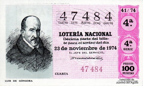 Décimo de Lotería 1974 / 41