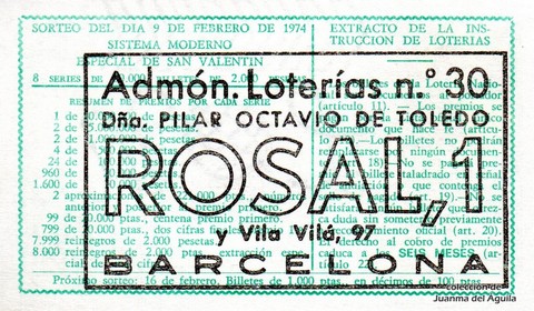 Reverso décimo de Lotería 1974 / 6