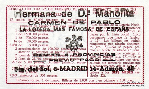 Reverso décimo de Lotería 1975 / 8