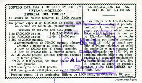 Reverso décimo de Lotería 1976 / 34