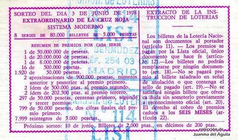 Reverso décimo de Lotería 1978 / 21