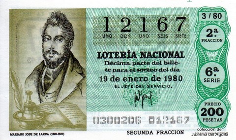 Décimo de Lotería 1980 / 3