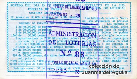 Reverso décimo de Lotería 1982 / 3