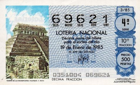 Décimo de Lotería 1985 / 3