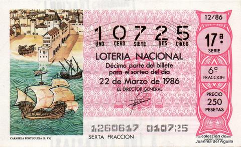 Décimo de Lotería 1986 / 12